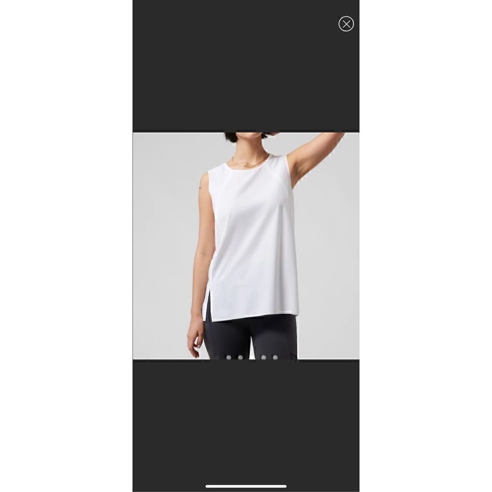 Athleta white tank along side slit xs